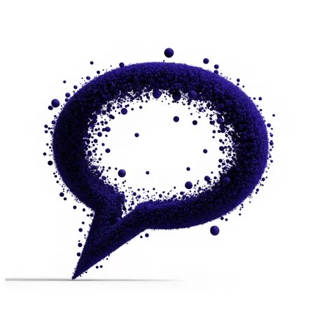 Indigo speech bubble formed by floating particles