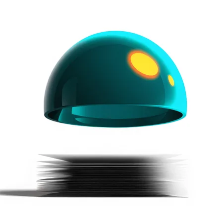 Teal magnifying lens hovering over stacked white page cards