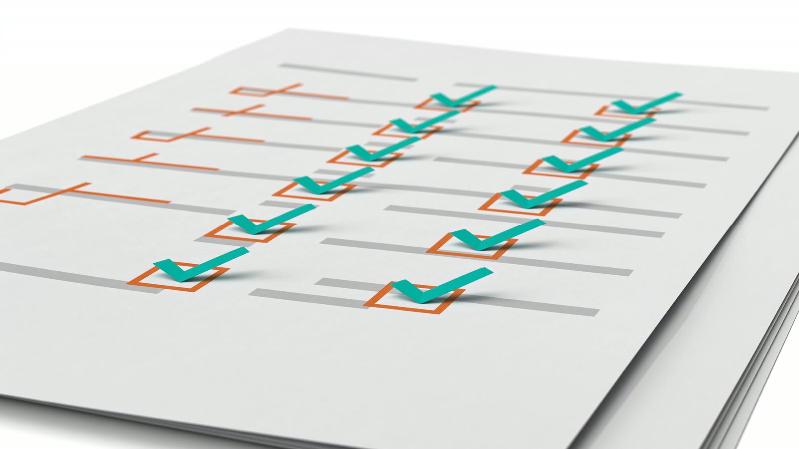 Website audit checklist with teal check marks